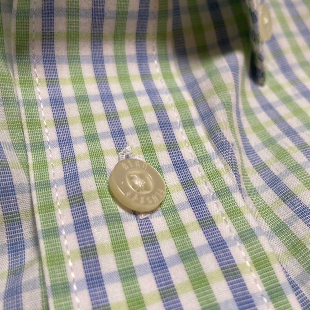 Men’s Alan Flusser small plaid green and blue button down, Size XL, Lightweight - Picture 9 of 17